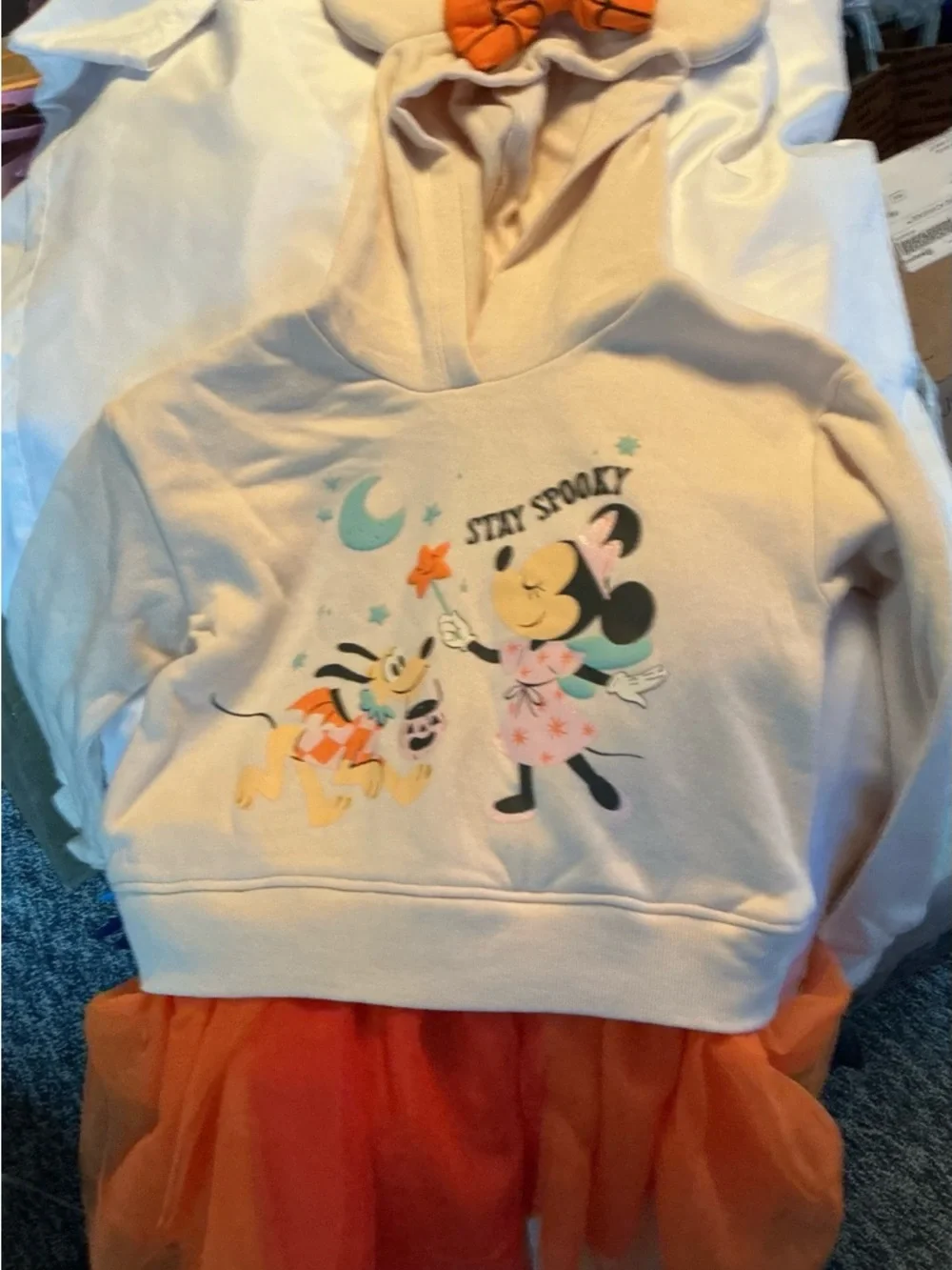 NWT Disney Minnie Mouse Halloween Hoodie Tutu Set Girls XS Ears - Picture 3 of 8